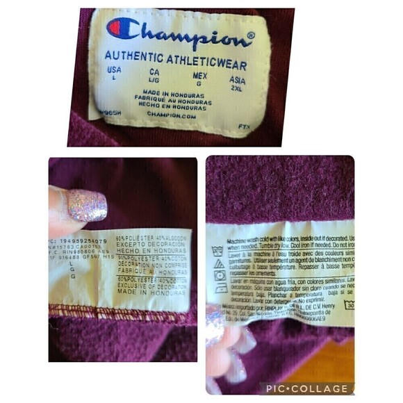 Champion Crew Neck Sweatshirt Women’s Large Purple Pullover Spell Out‎ Logo - Picture 7 of 10